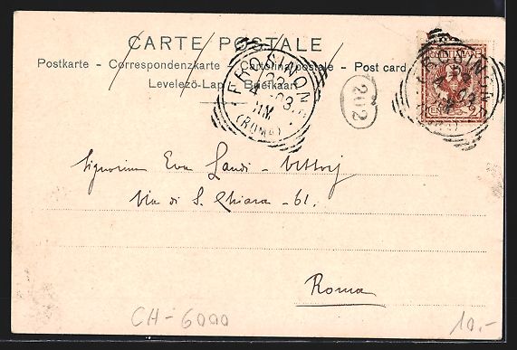 Ansichtskarten: Luzern, Teilansicht mit Flagge, 1903 – Gebraucht aus Berlin von bartko-reher 1