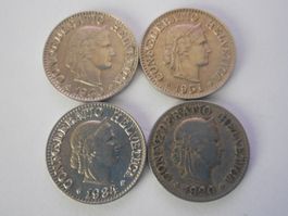 4 x 10 Rp. Erhaltung 1920/34/40/51