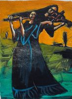 René Bürki (* 1934), Gouache, Hexen - Spiel