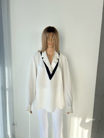 Ralph Lauren White Top, Size 1X- small dots