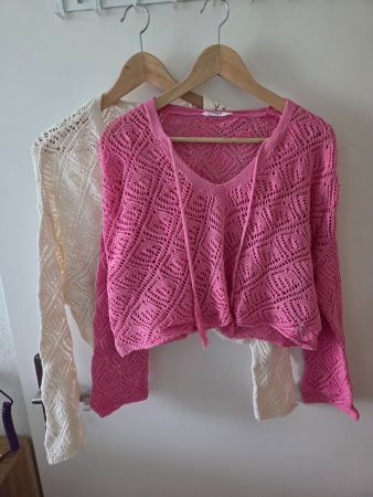 Sommer Strickpullover mit Lochmuster, luftig, Gr. M
