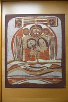 Seidenbild " Menschen " auf Karton aufgezogen 34 x 42 cm