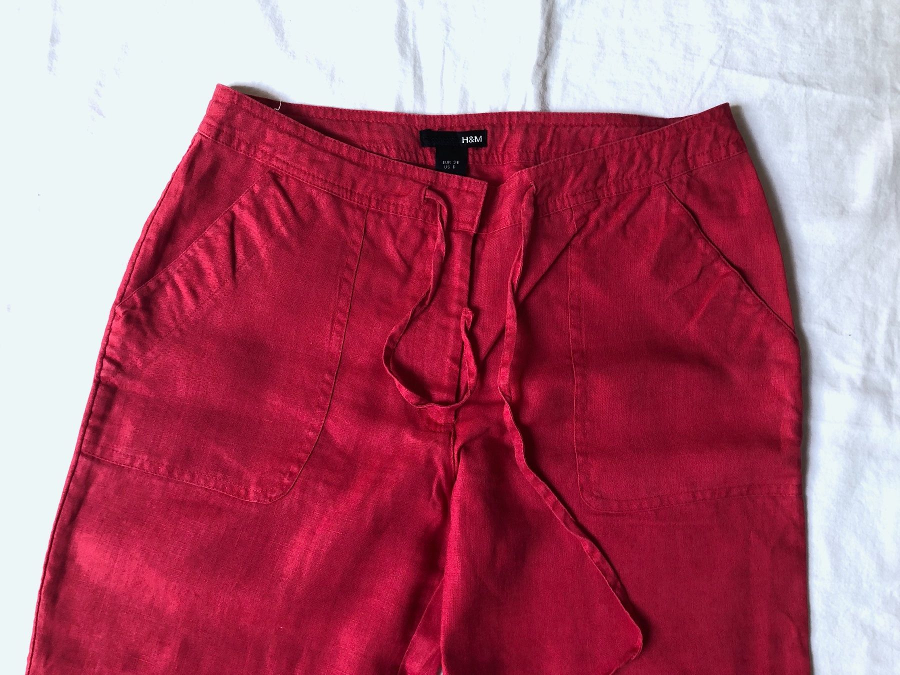 H&M Pantaloni: H&M Leinenhose, rot, Gr. 34 – Usato da Basel venduto da Solaia28 1