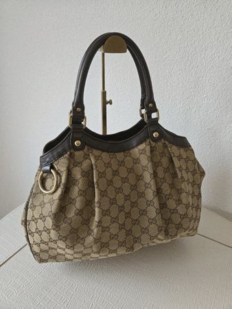 Gucci Handtasche Monogramm GG Canvas Leder braun Damengrösse