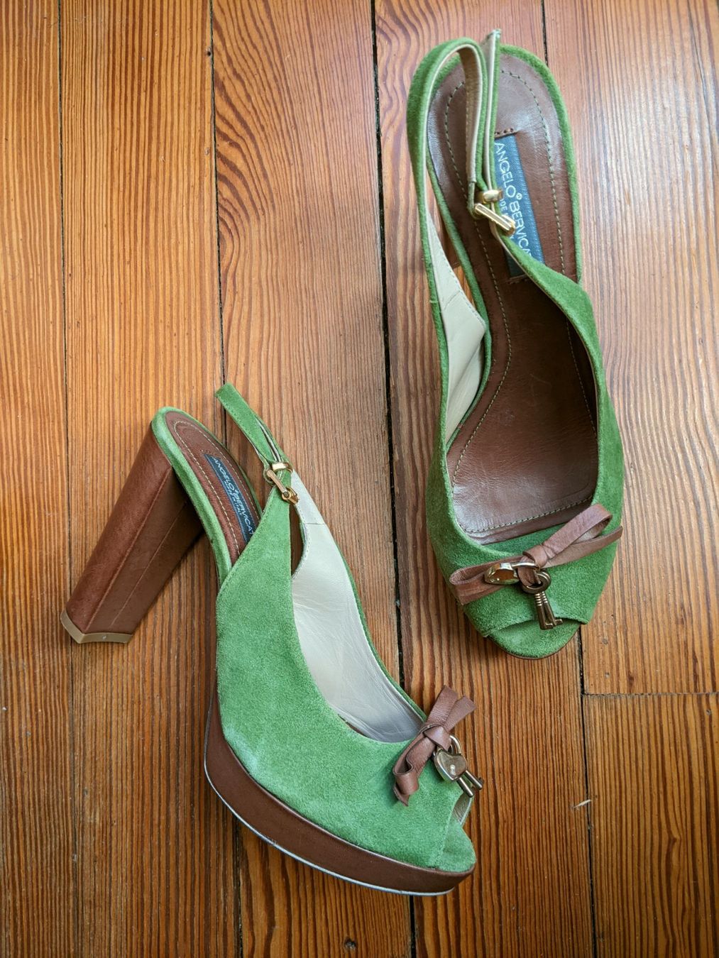 Scarpe da donna: ANGELO BERVICATO : Sandales daim vert / cuir brun 40 – Nuovo (secondo la descrizione) da Petit-Lancy venduto da lilycerise 4
