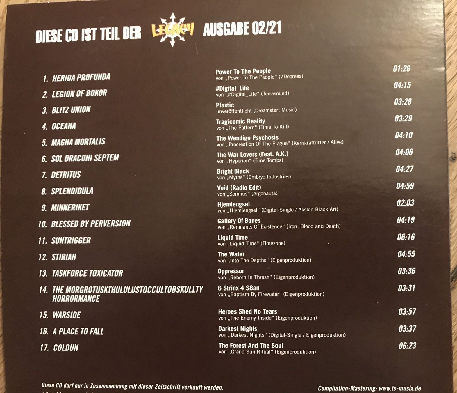 CDs: CD- Legacy Sampler Ausgabe 02/21 – D'occasion à Guntershausen par Gloominati 1