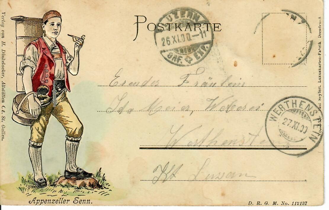 Cartoline postali: Alpfahrt u. Sennerei 1900 - beidseitig Bilder – Usato da Hochdorf venduto da Ziegel-16 1