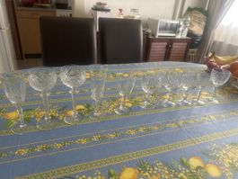 Lot de verres anciens en cristal taillé – dépareillés – parf