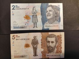 Colombia 2'000 und 5'000 Pesos - perfect UNC