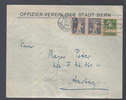 Brief Offizier-Verein der Stadt BERN nach AARBERG 1925
