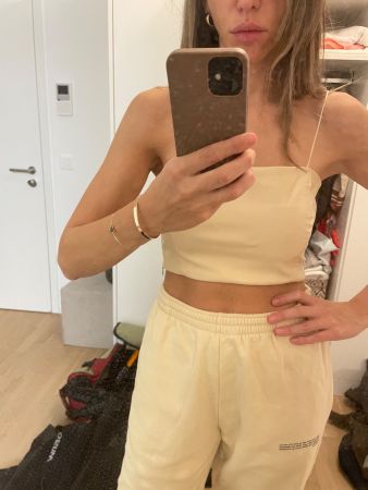 Faux Leather Beige Top size S