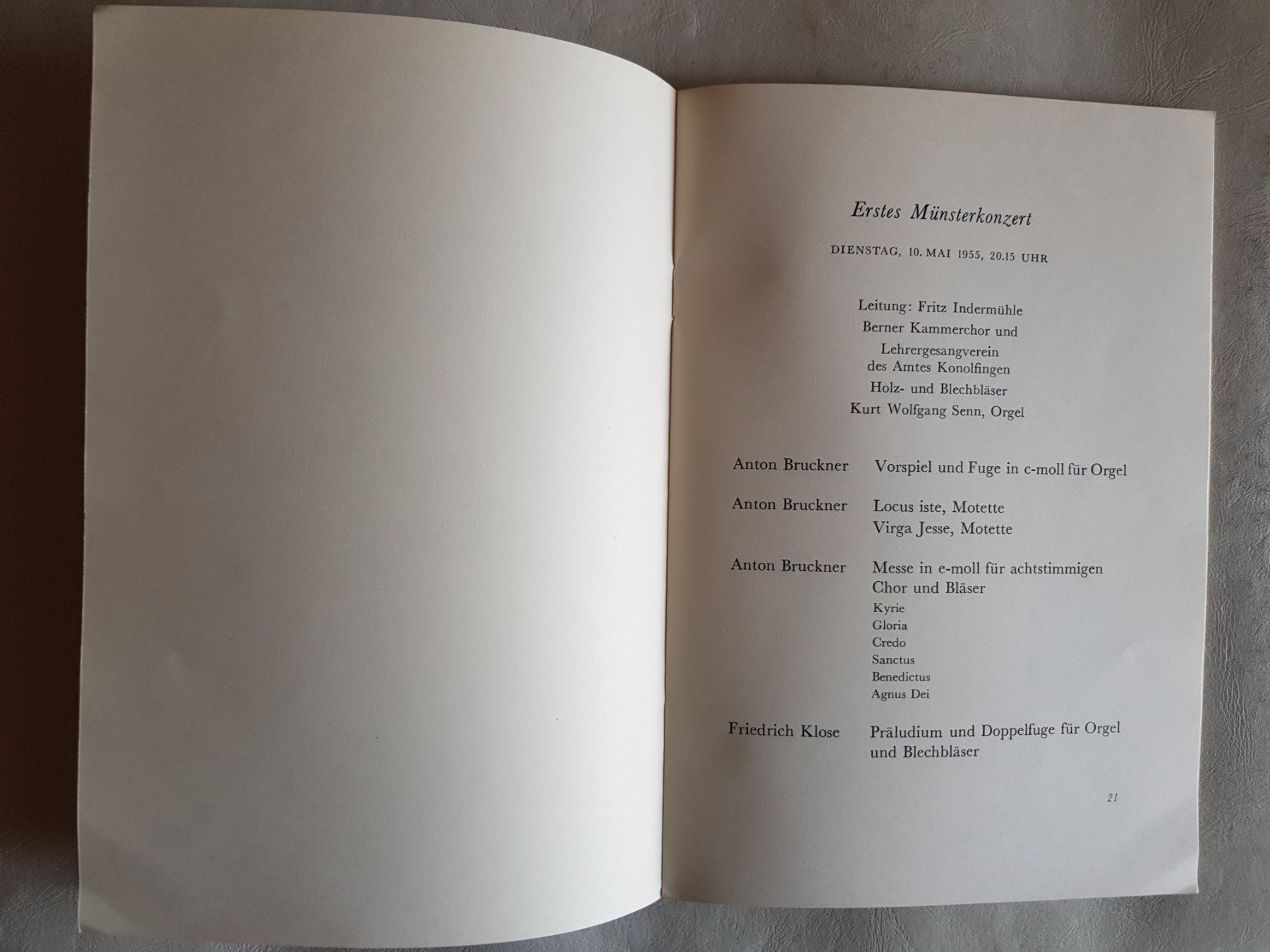 Documenti: 13. Int. Bruckner Fest Bern 1955 Programmheft – Usato da Walterswil BE venduto da Lonitti 3