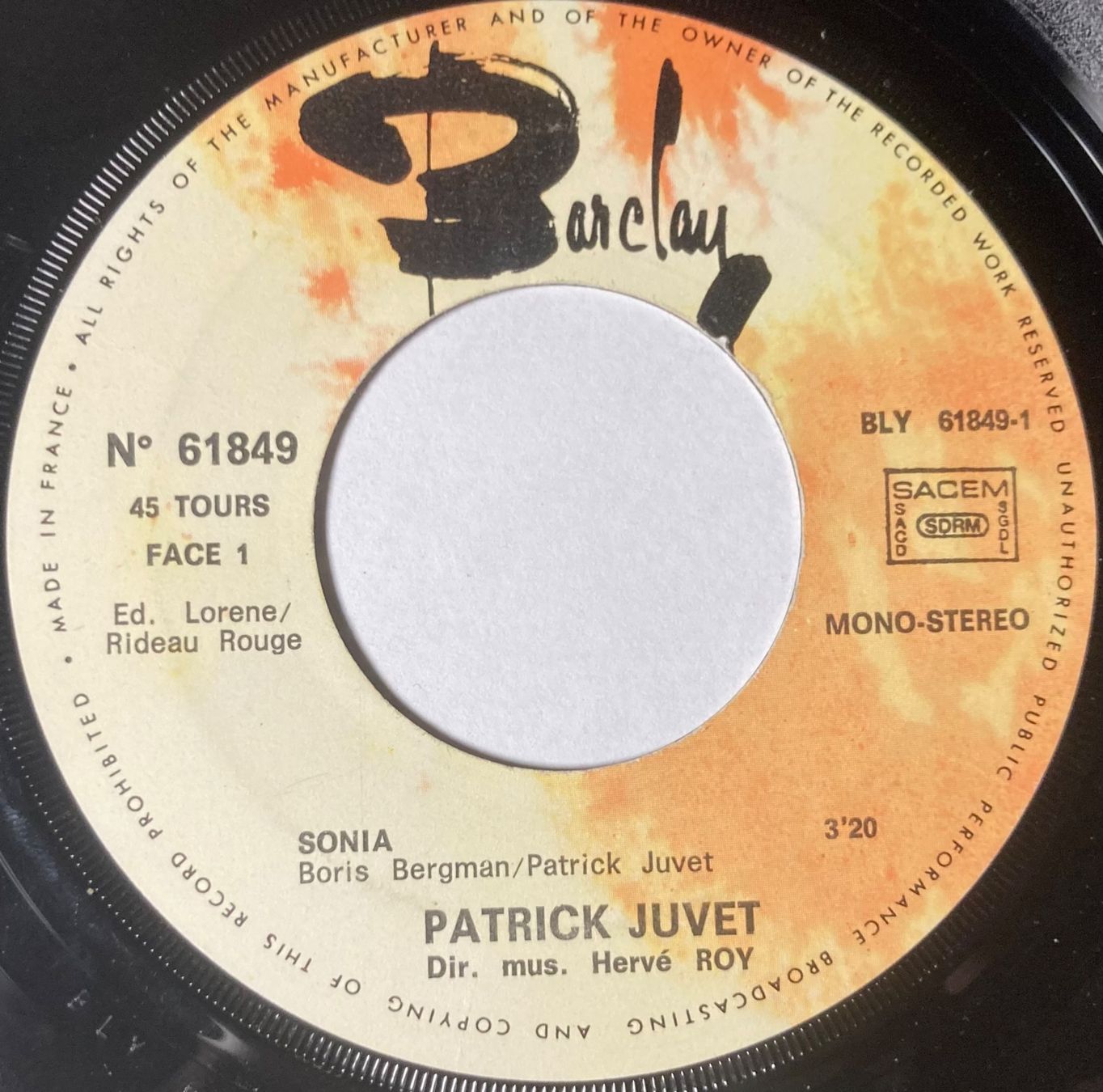 Schallplatten: PATRICK JUVET - SONIA – Gebraucht aus Poliez-Pittet von Newtown-Records 2