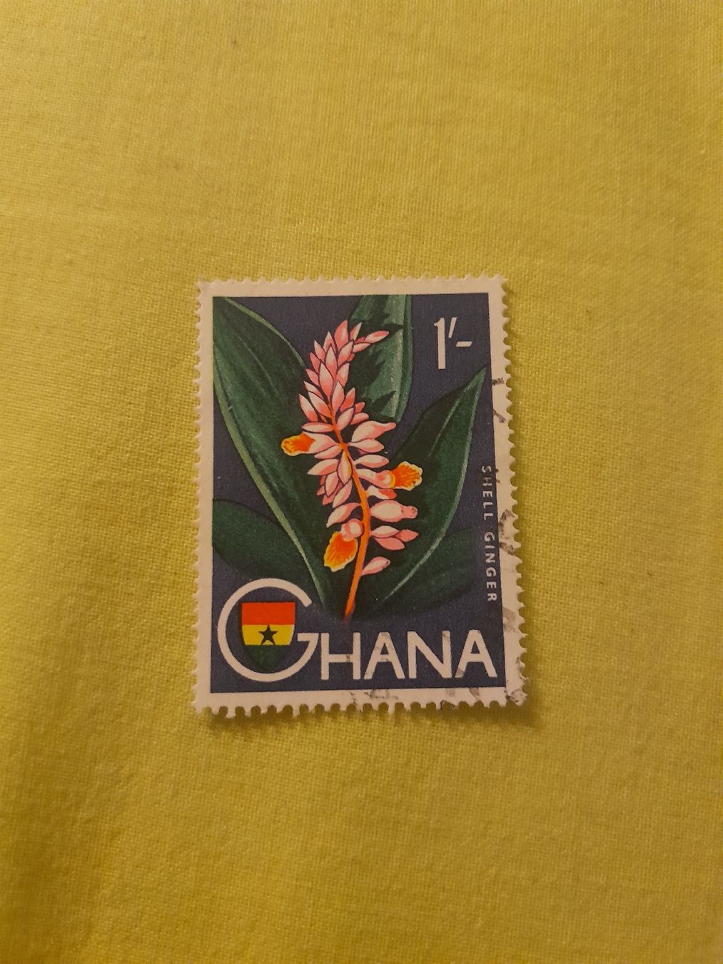 Tutti i francobolli: Ghana - Timbre rare 1/- Shell Ginger - parfait état! – Usato da Marly venduto da globetrotter1723
