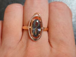 Ring mit Zirkonia, vergoldet 585, 3.1g, size 8 (57)