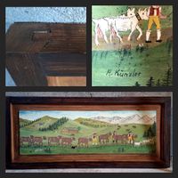 Bild H. Kuenzler Alpabzug Bauernmalerei Rahmen Holzkunst