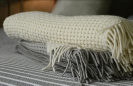 Plaid Basket Weave Alpaga & Laine 200×130 cm – Neuf - Blanc