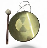 Vintage Messing-Gong mit Schlägel – Ø 17 cm