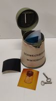 Spardose Winterhilfe Schweiz, grün mit Schlüssel, alt (L34)