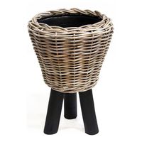 Rattan Blumentopf auf Füssen Shabby Chic