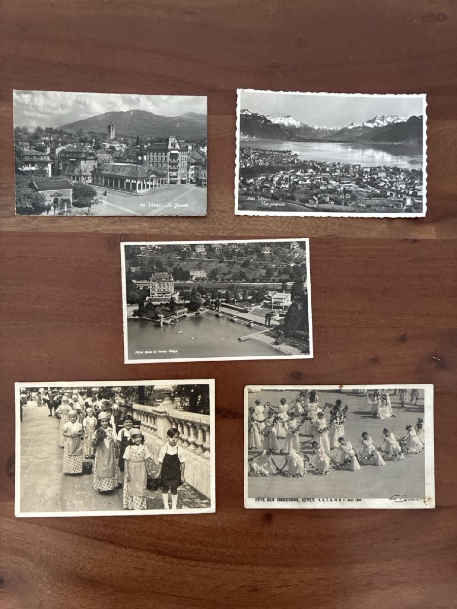 Cartoline postali: 9 Ansichtskarten Schweiz von Vevey VD – Usato da Oftringen venduto da Cla.vD.74 2