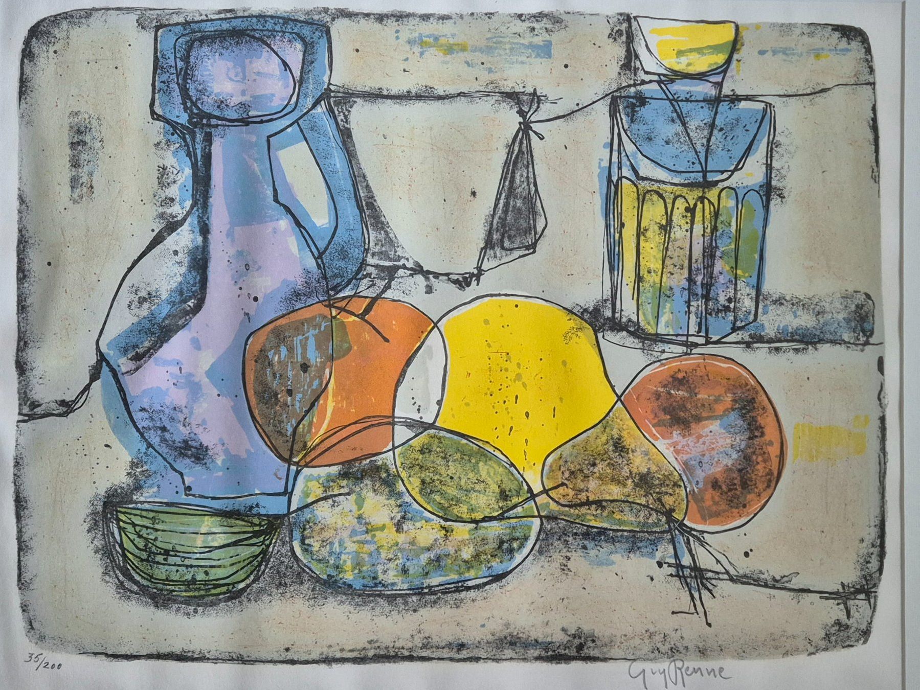Grafica & Litografie: Guy Renne (1925-1990), Lithographie Stillleben, handsigniert – Usato da Illnau venduto da Bab58blau