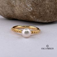 Feiner Silber Ring 925 mit Perle Grösse 56