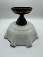 Alte Deckenlampe, Milchglas, Farbiger Rand