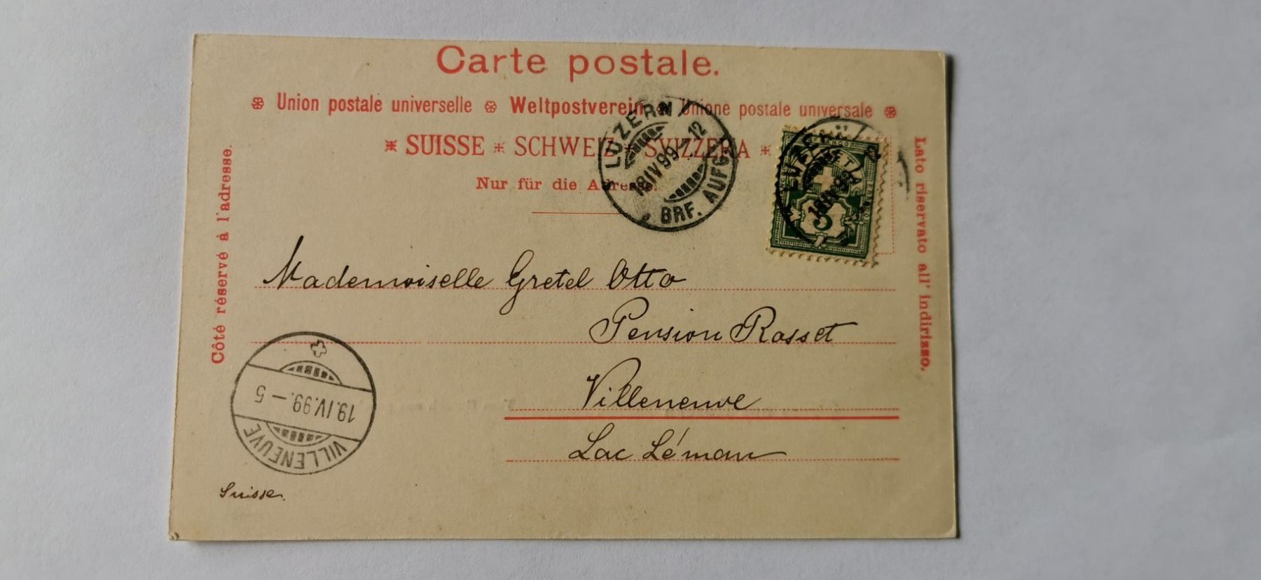 Tutti i francobolli: Carte postale Weltpostverein 1899 – Usato da Aadorf venduto da Chnorli-Furz