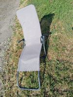 Liegestuhl Metall Stoff grau verstellbar Garten Stuhl