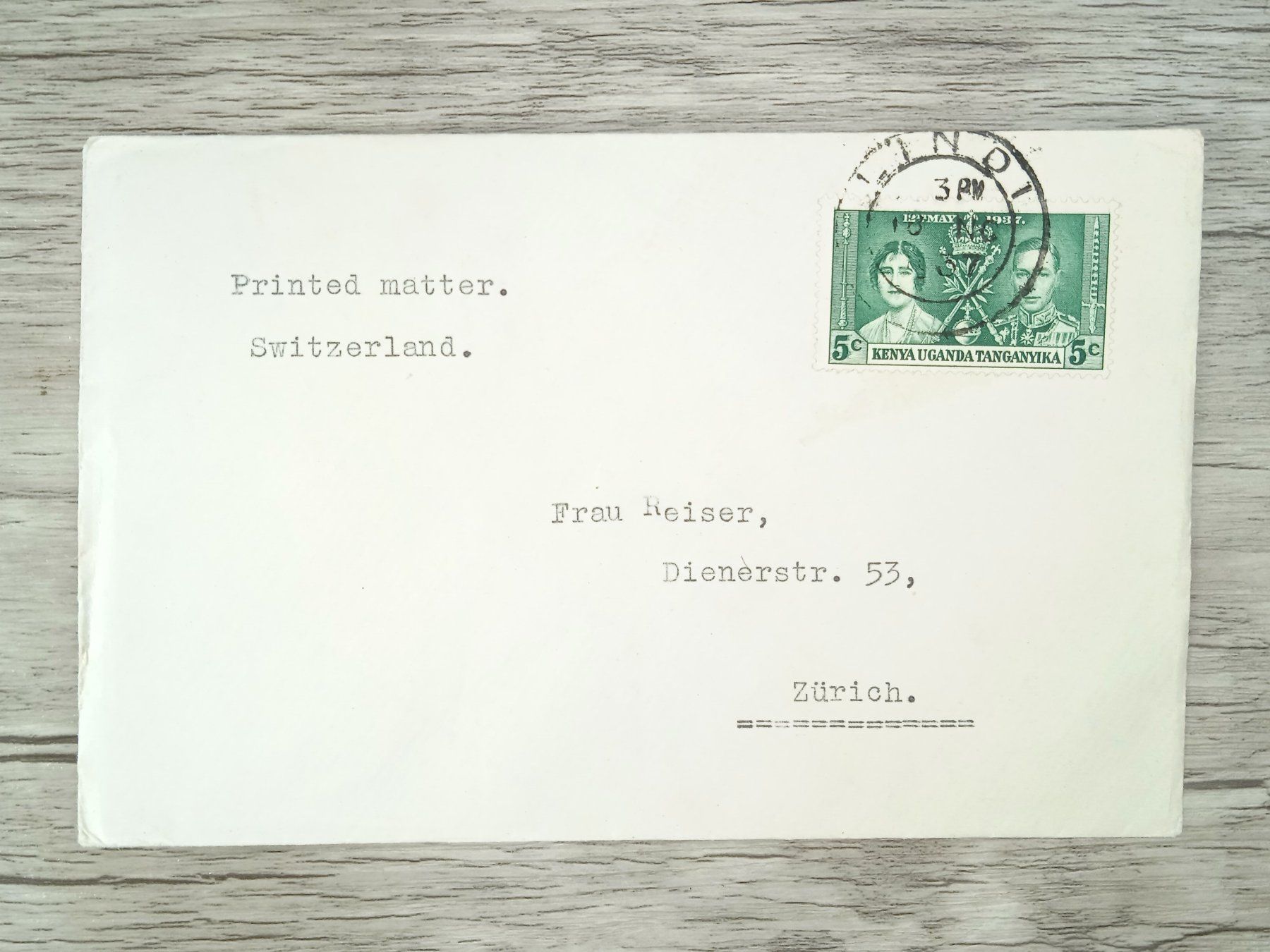 Tutti i francobolli: TR73 Enveloppe + Timbre Kenya 1937 – Usato da Cousset venduto da Patrick_Collections