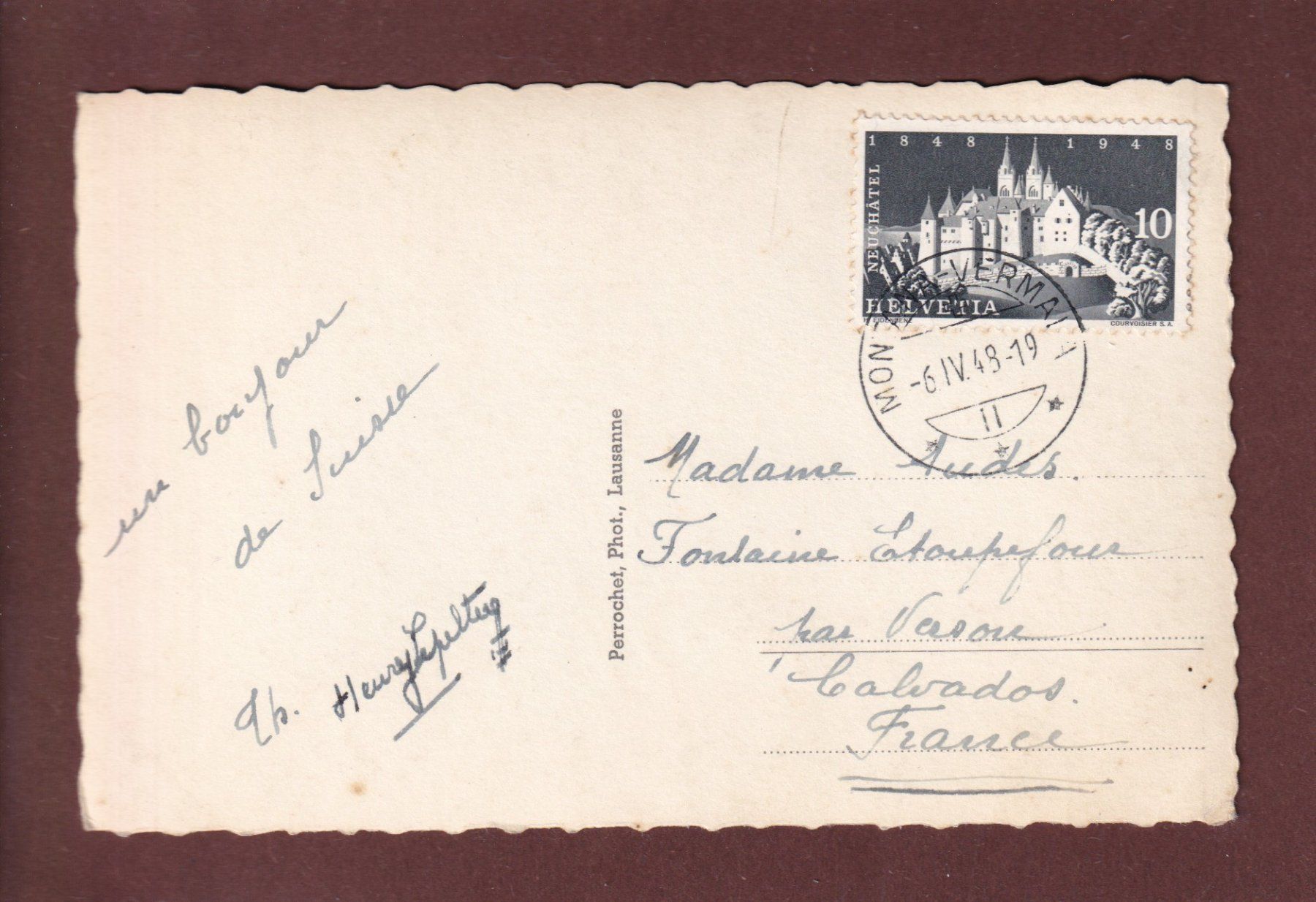 Cartoline postali: SIERRE - 1948 – Usato da Pully venduto da nicecards 1