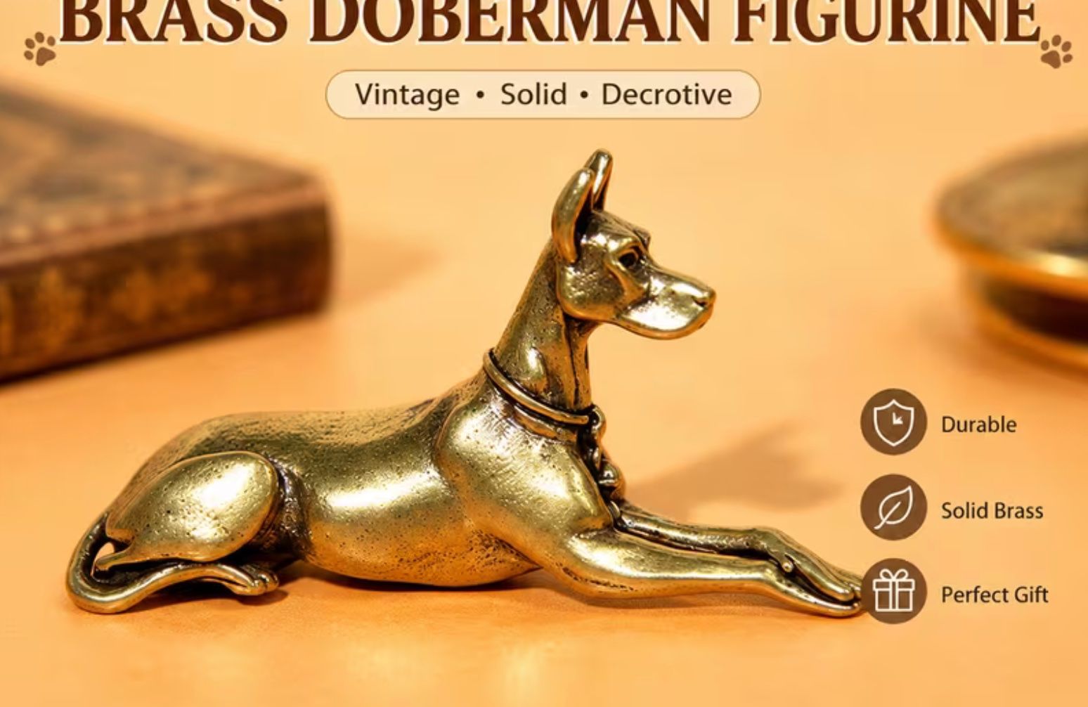 Statuette: Hund Dobermann Miniaturfigur aus massivem Messing – Nuovo e nell'imballaggio originale da Langenthal venduto da Seelenfreunde
