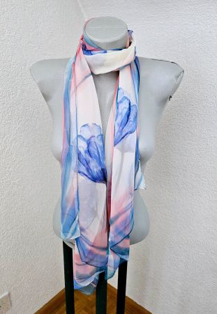 NEU! schöner Schal / Foulard Pastell "blaue Blume"