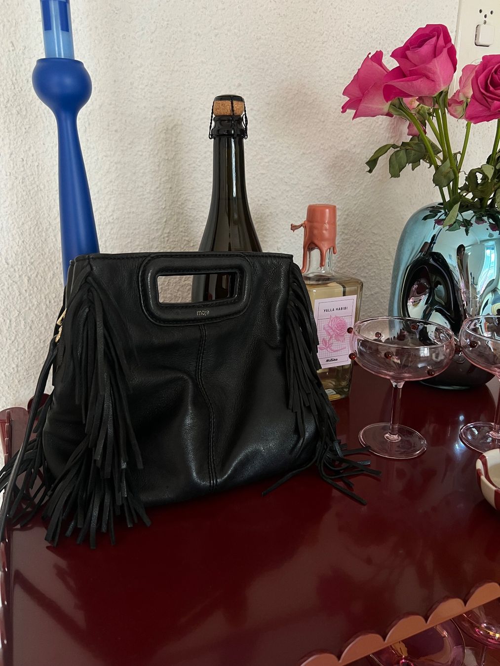 Maje Sacs femmes: Wunderschöne schwarze Fransentasche von MAJE in Leder – D'occasion à Zürich par RahelFen