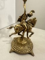 Antiker Messing-Kerzenständer mit Reiterfigur
