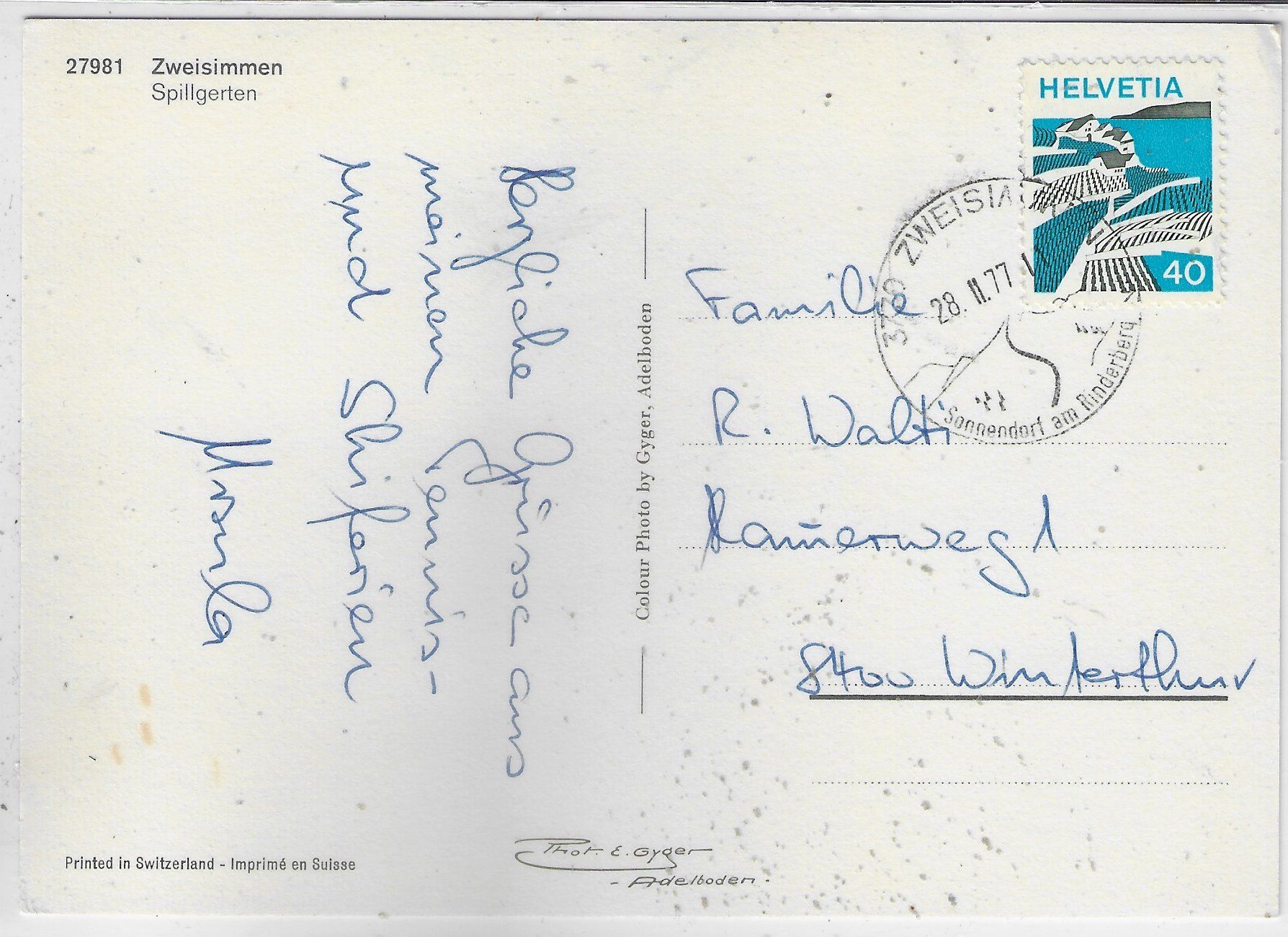 Cartoline postali: Zweisimmen - Generalansicht im Winter – Usato da Ettingen venduto da Kartenplanet 1
