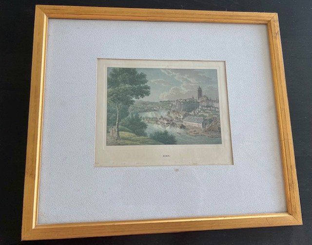 Incisioni: Kunststich Stadt Bern Schwellenmätteli an der Aare 1820 – Usato da Thun venduto da Steinitz
