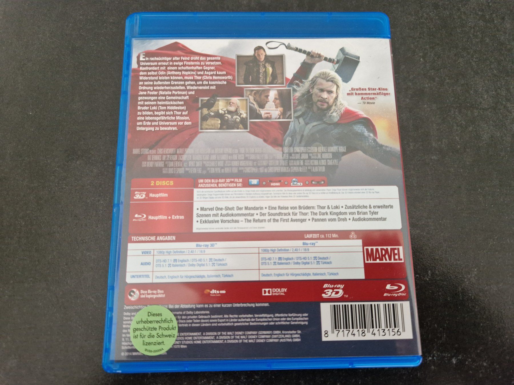 Alle DVDs: Thor 2 - The Dark World Blu-Ray 3D + Blu-Ray Topzustand – Gebraucht aus Buchs SG von Herc01 3