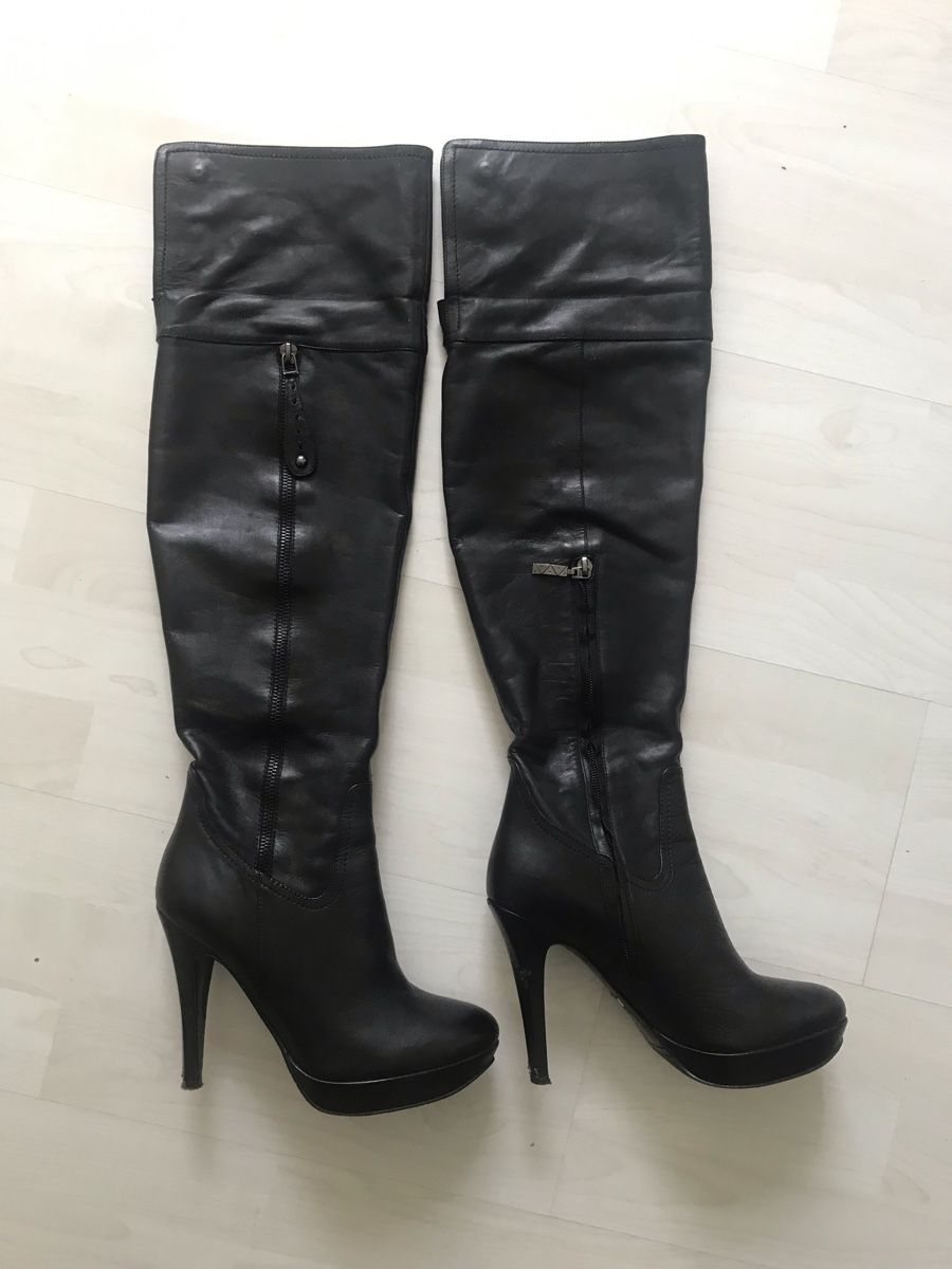 Damenschuhe: Overknee-Stiefel 5th Avenue, schwarz, echtes Leder – Gebraucht aus Bremgarten AG von Belana0