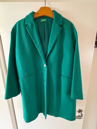 Benetton lange Jacke, Grün, Grösse 42,  oversized