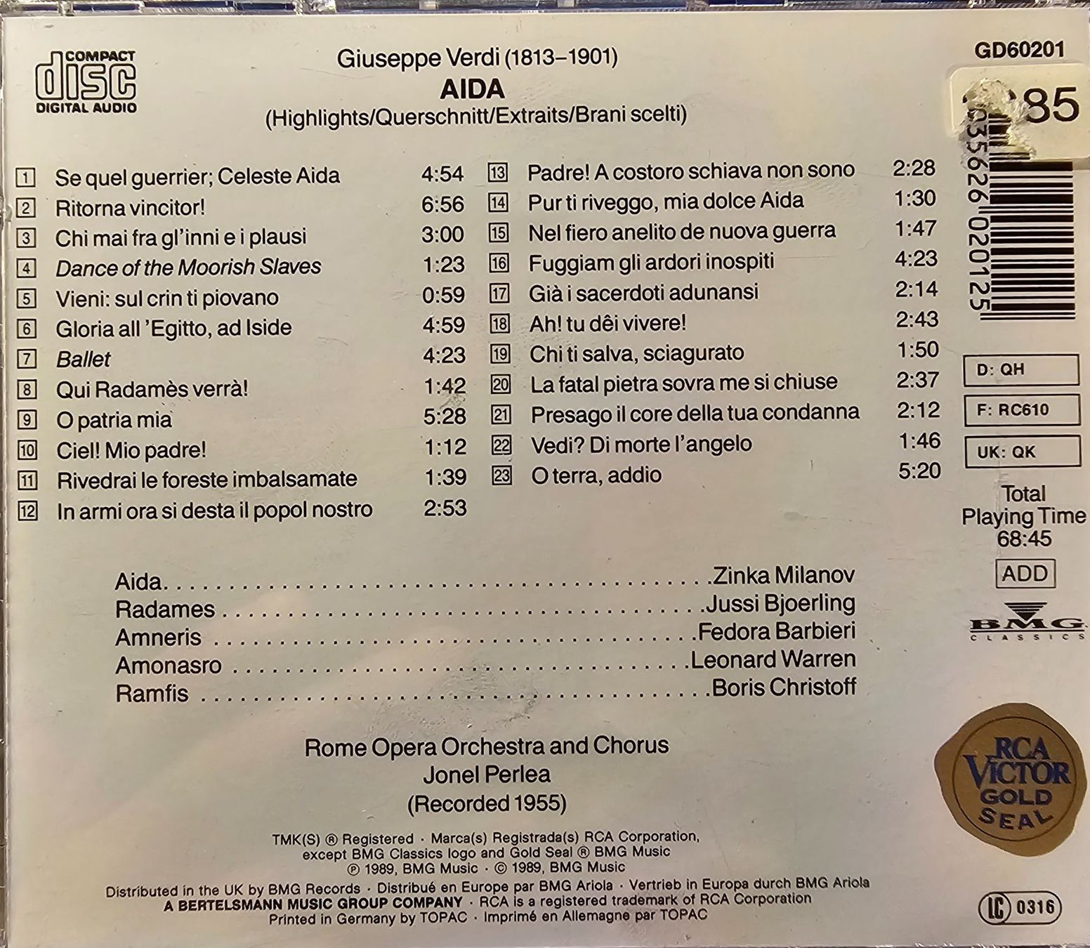 CDs: Verdi - Aida (Highlights) – D'occasion à Wahlen b. Laufen par Cg10 1