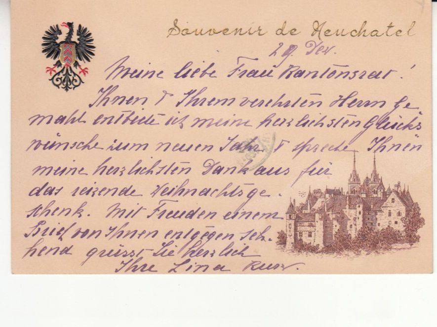 Ansichtskarten: Neuchâtel 1898 – Gebraucht aus Bürglen TG von StampGraf