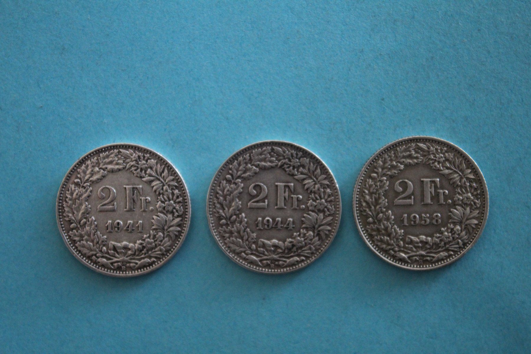 Tutti le monete: Schweiz 3 x 2 Franken ab 1941 – Usato da Orpund venduto da Julesvobulle