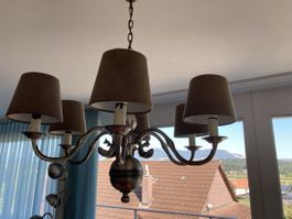 Kronleuchter Messing mit Schirmen 6-flammig 70cm guter Zusta