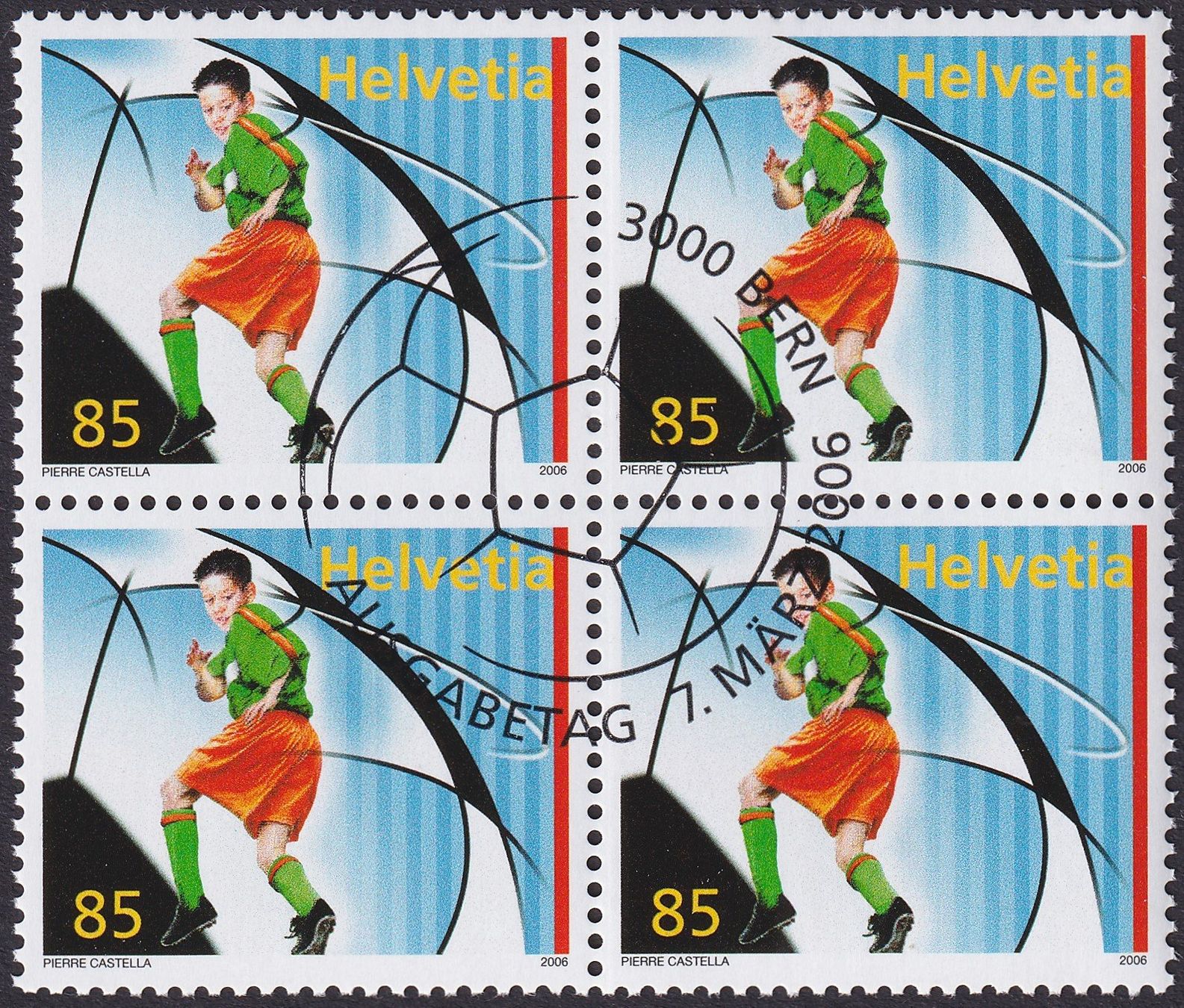 Tutti i francobolli: 2006, Nr.1195 Viererblock mit Ersttags-Stempel. – Usato da Sursee venduto da Luzernerraute