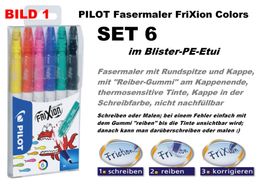 Pilot Fasermaler Filzstifte *** Frixion COLORS Set 6 im Etui