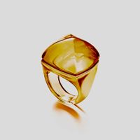 Bague BACCARAT-Paris „Médicis Pop“, Cristal ambré & Or jaune