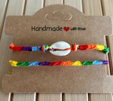 2x Freundschaftsband Armband mit Muschel, neu & handgemacht