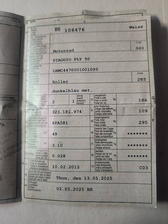 Piaggio Scooter: Piaggio Fly 50 MFK 13.05.2025 – Usato da Gwatt (Thun) venduto da sam_lc6r 4